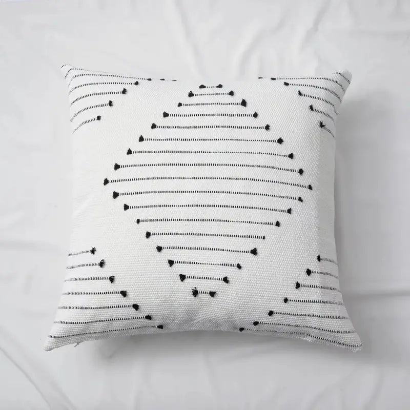 Boho-chic black and white geometric 18-inch throw pillow cover from Wall & Willow (view 5)