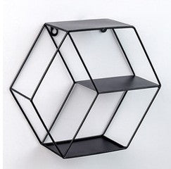 Modern three-tier hexagon iron wall shelf from Wall & Willow