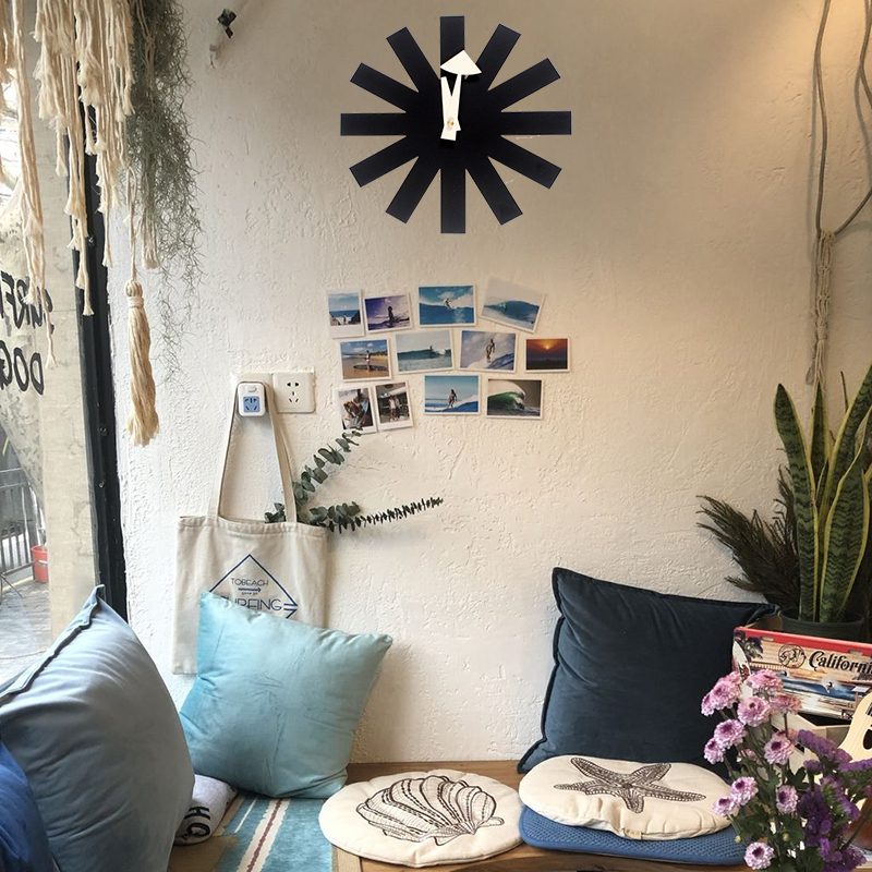 Minimalist Scandinavian black wall clock from Wall & Willow (view 2)