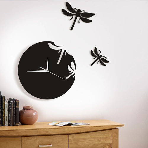 Laser-cut acrylic dragonfly wall clock from Wall & Willow (view 7)
